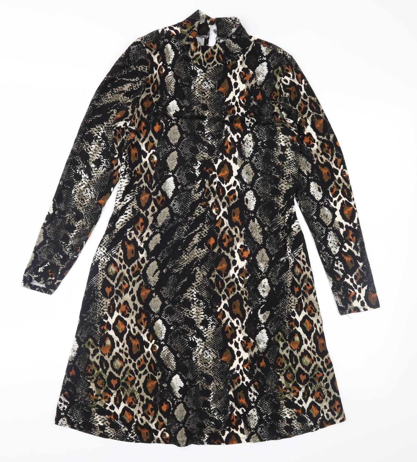Dorothy Perkins Womens Brown Animal Print Jersey A-Line  Size 8