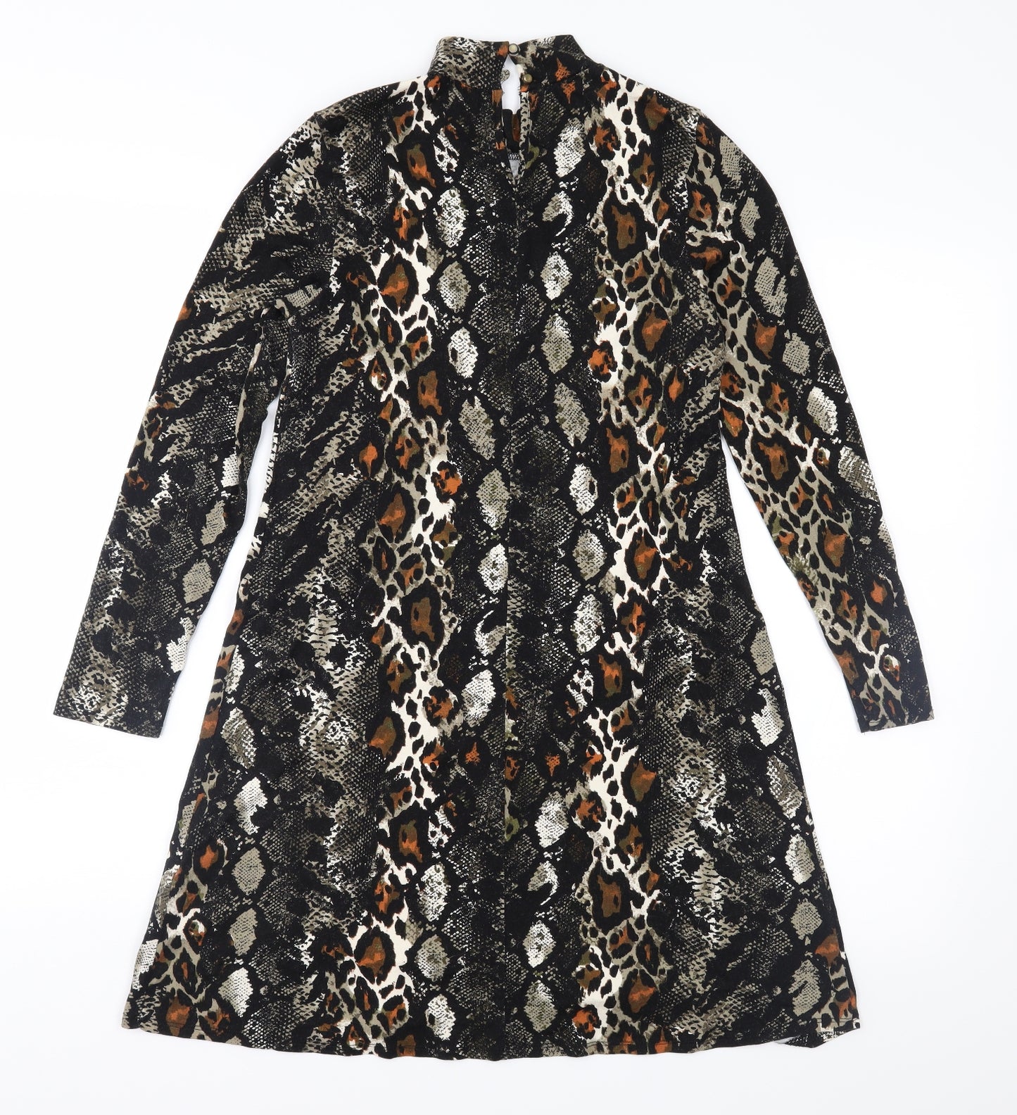 Dorothy Perkins Womens Brown Animal Print Jersey A-Line  Size 8