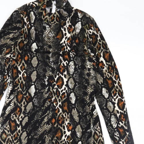 Dorothy Perkins Womens Brown Animal Print Jersey A-Line  Size 8