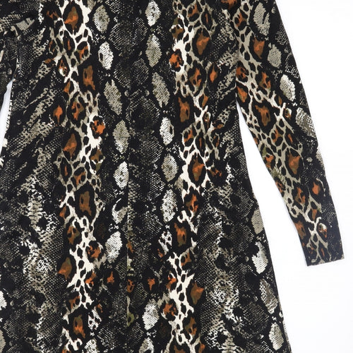 Dorothy Perkins Womens Brown Animal Print Jersey A-Line  Size 8