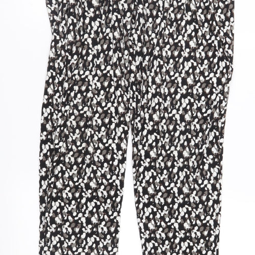 NEXT Womens Black Animal Print Jersey Harem Trousers Size 8 L31 in