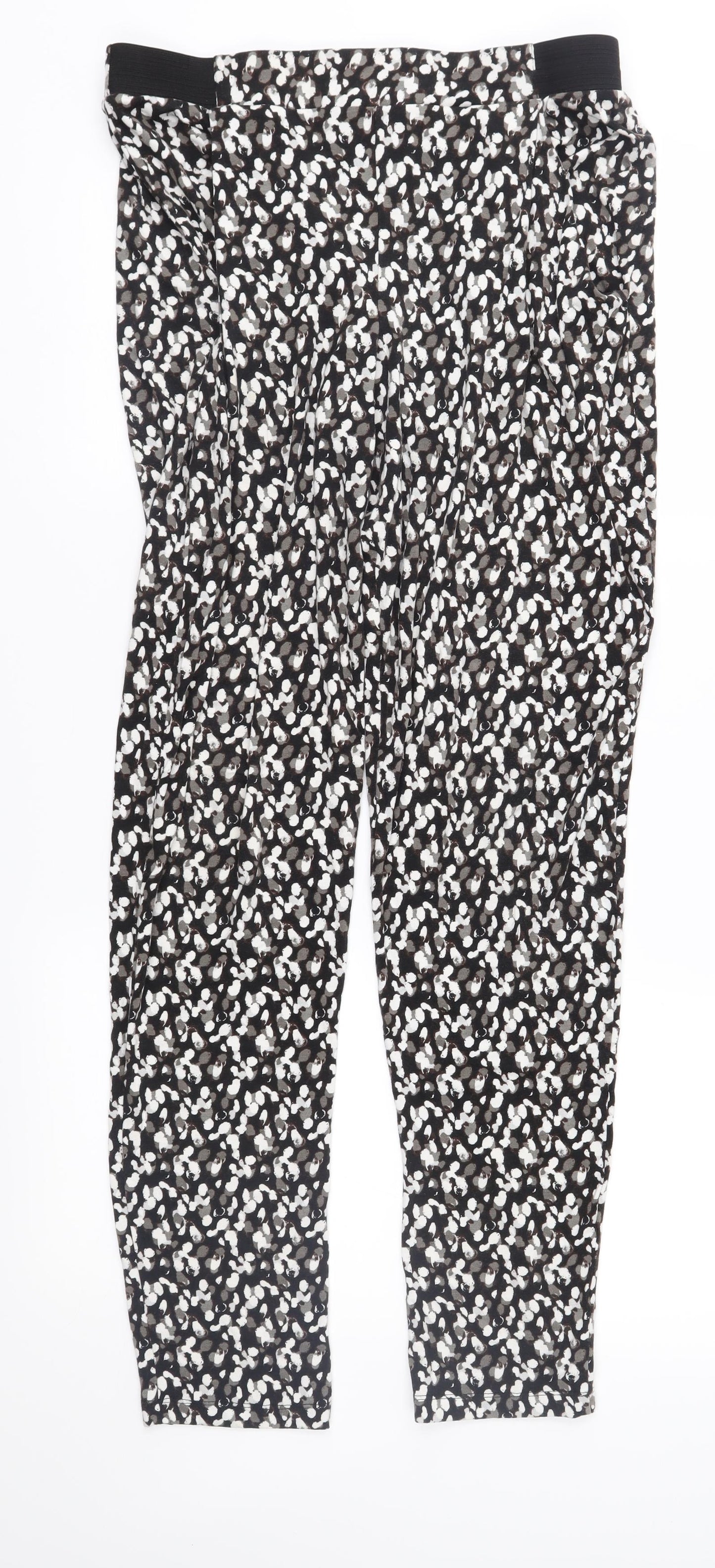 NEXT Womens Black Animal Print Jersey Harem Trousers Size 8 L31 in
