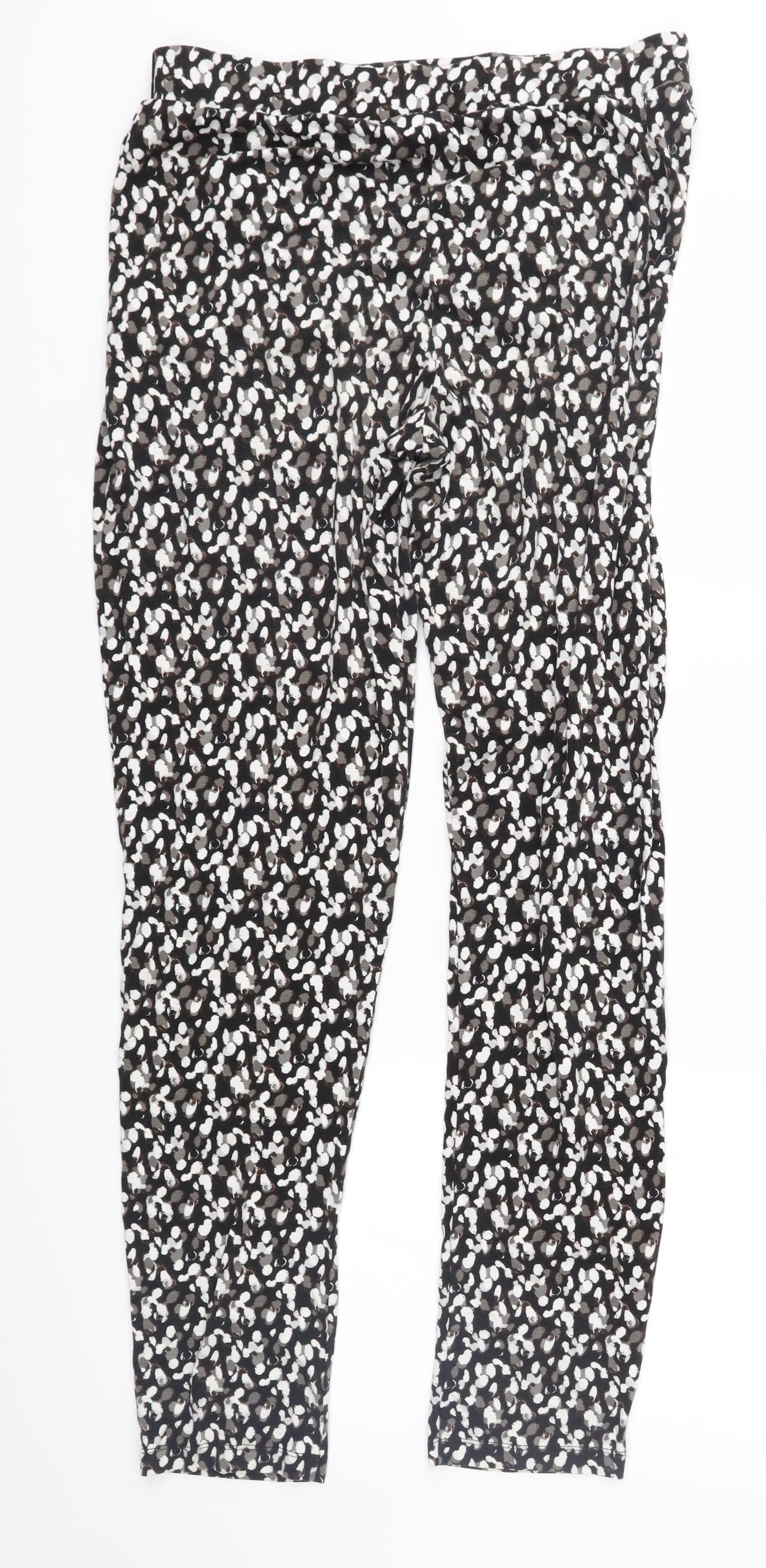 NEXT Womens Black Animal Print Jersey Harem Trousers Size 8 L31 in