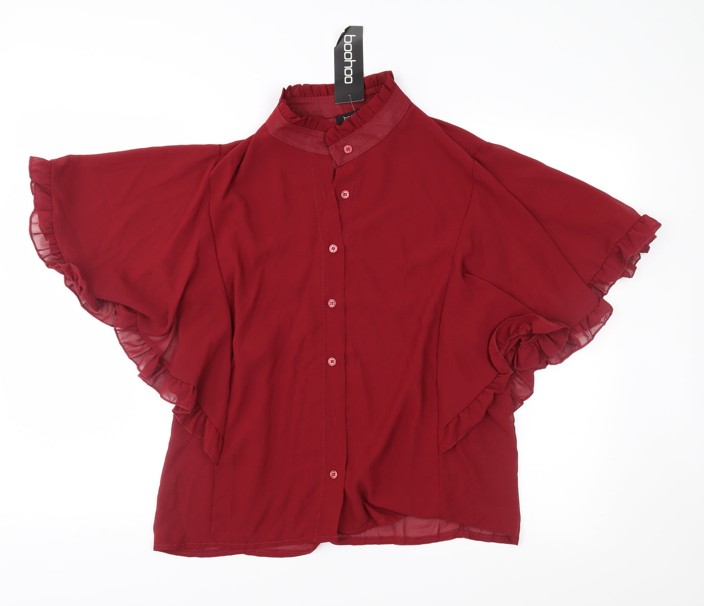 Boohoo Womens Red  Chiffon Basic Blouse Size 12