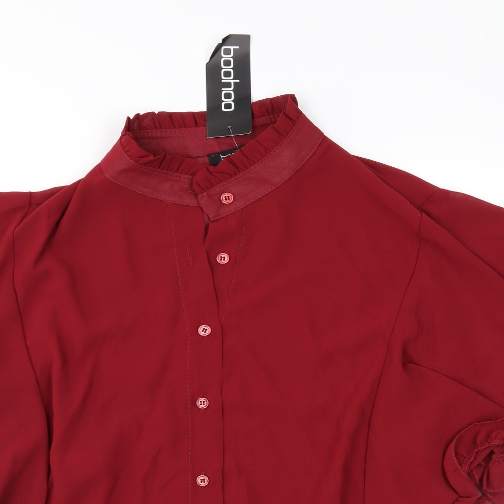Boohoo Womens Red  Chiffon Basic Blouse Size 12