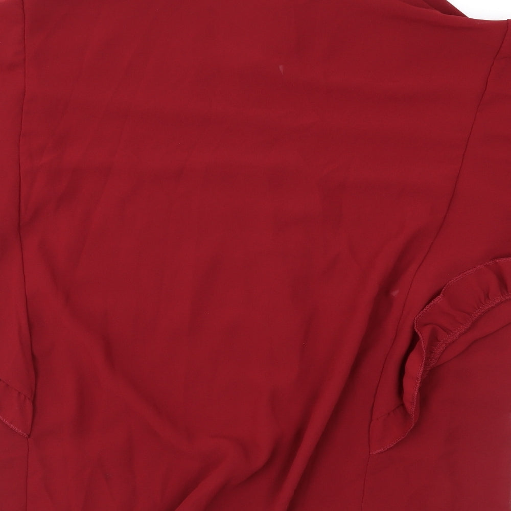 Boohoo Womens Red  Chiffon Basic Blouse Size 12