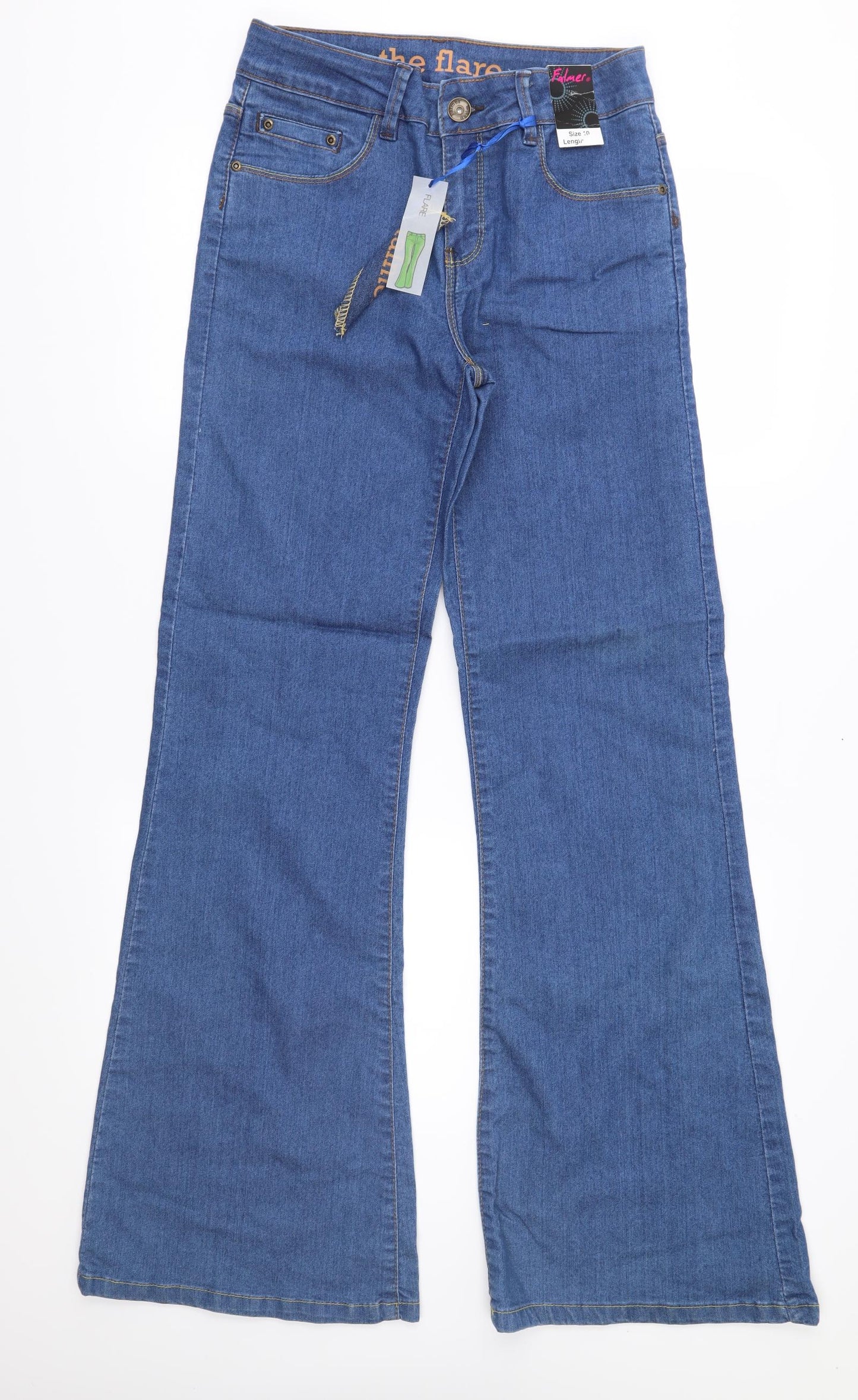 Falmer Womens Blue  Denim Flared Jeans Size 10 L33 in