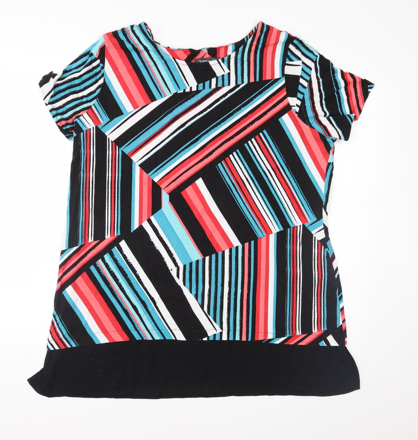 Bonmarché Womens Multicoloured Geometric Jersey Basic Blouse Size 18