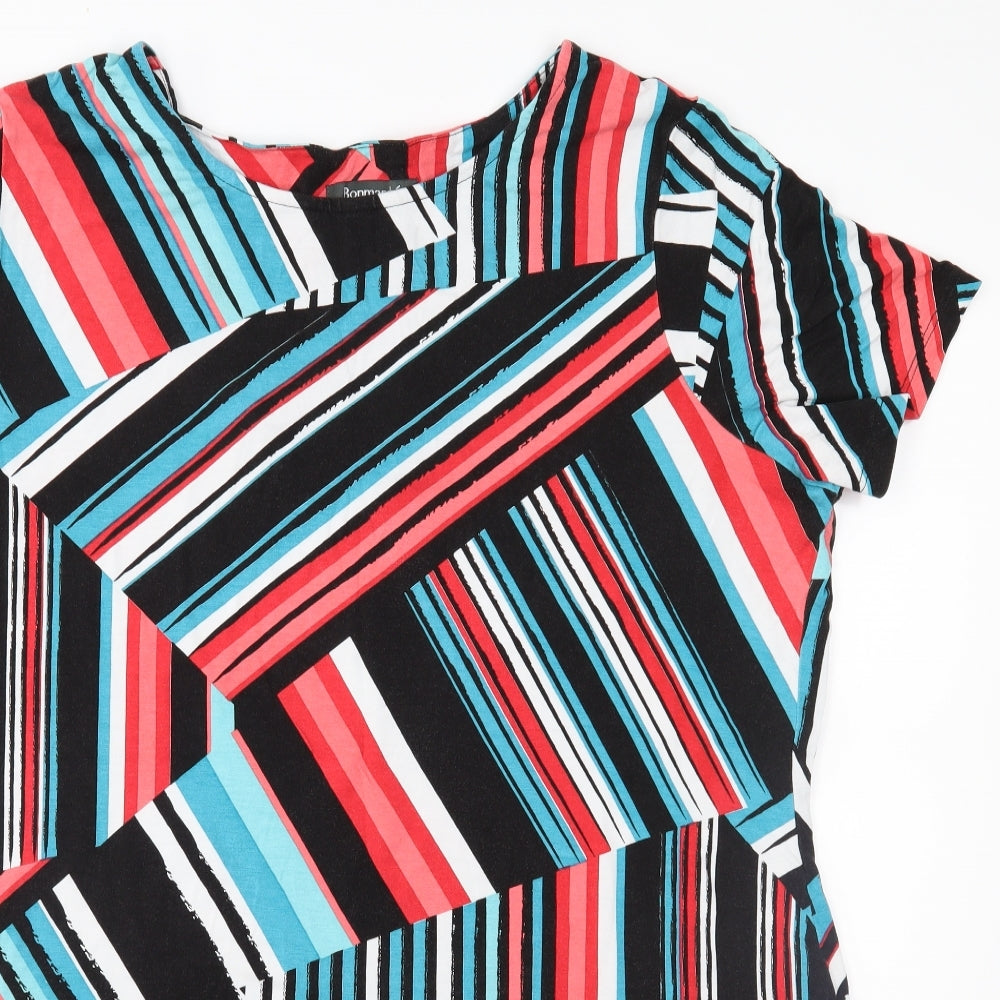 Bonmarché Womens Multicoloured Geometric Jersey Basic Blouse Size 18