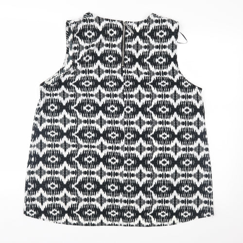 Roman Womens Black Geometric  Basic Blouse Size 18
