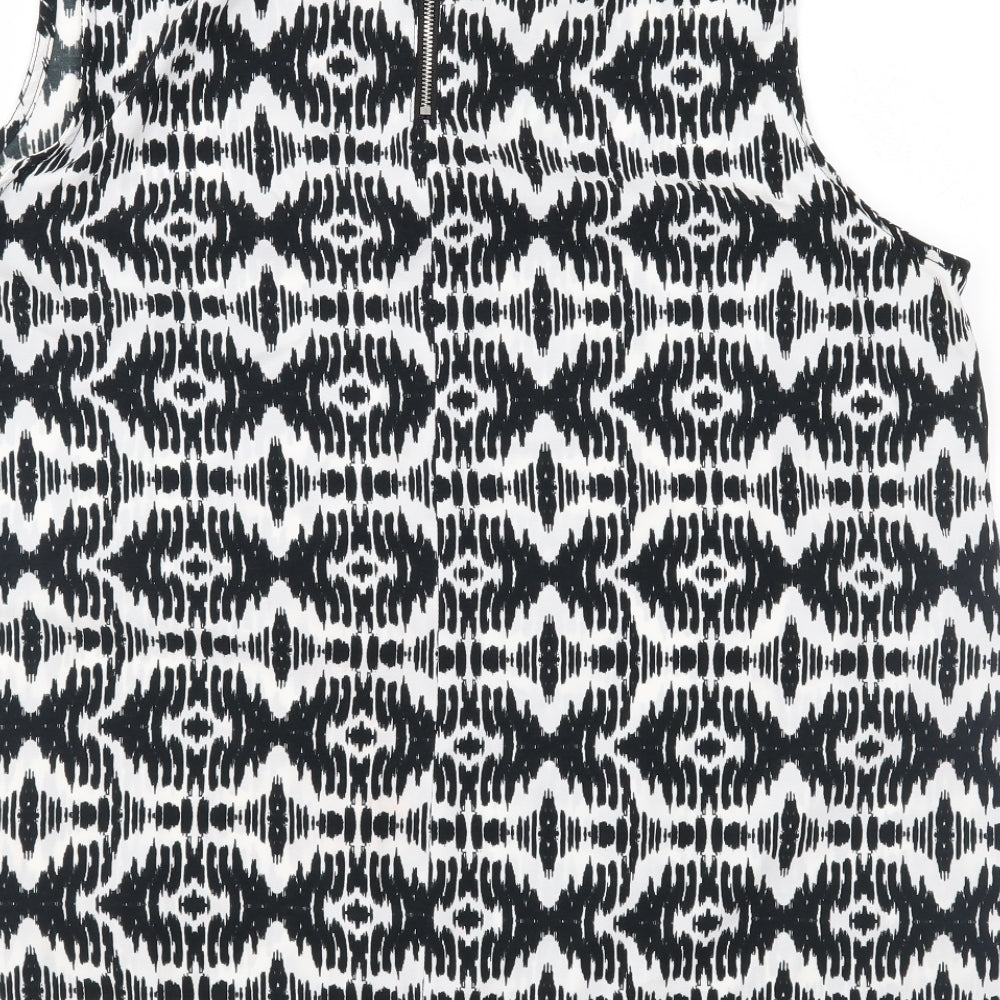 Roman Womens Black Geometric  Basic Blouse Size 18