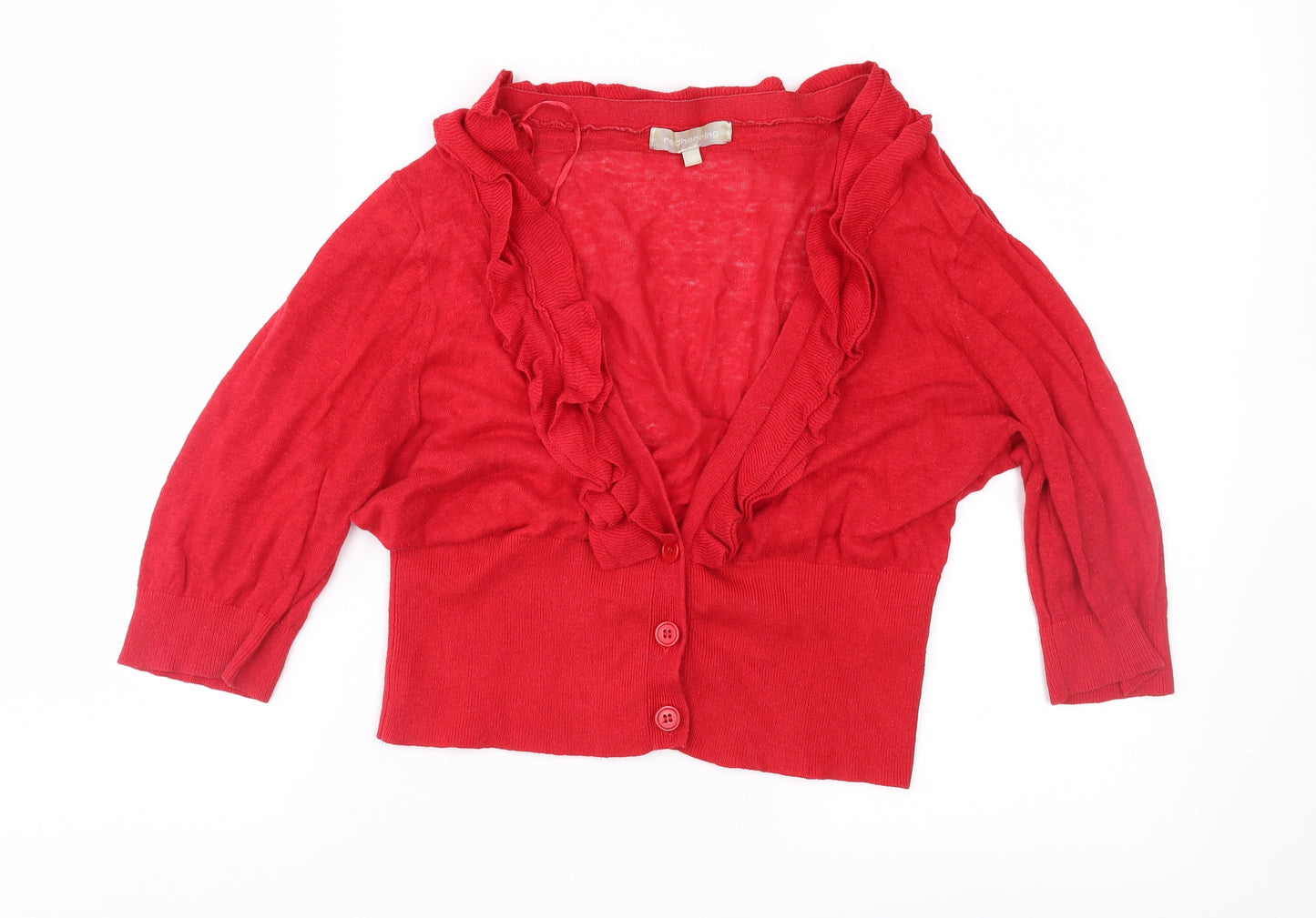 Red Herring Womens Red  Knit Cardigan Jumper Size 16