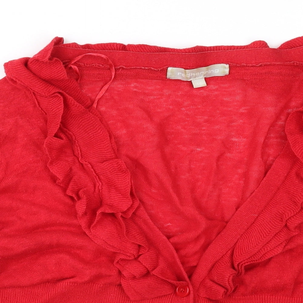 Red Herring Womens Red  Knit Cardigan Jumper Size 16