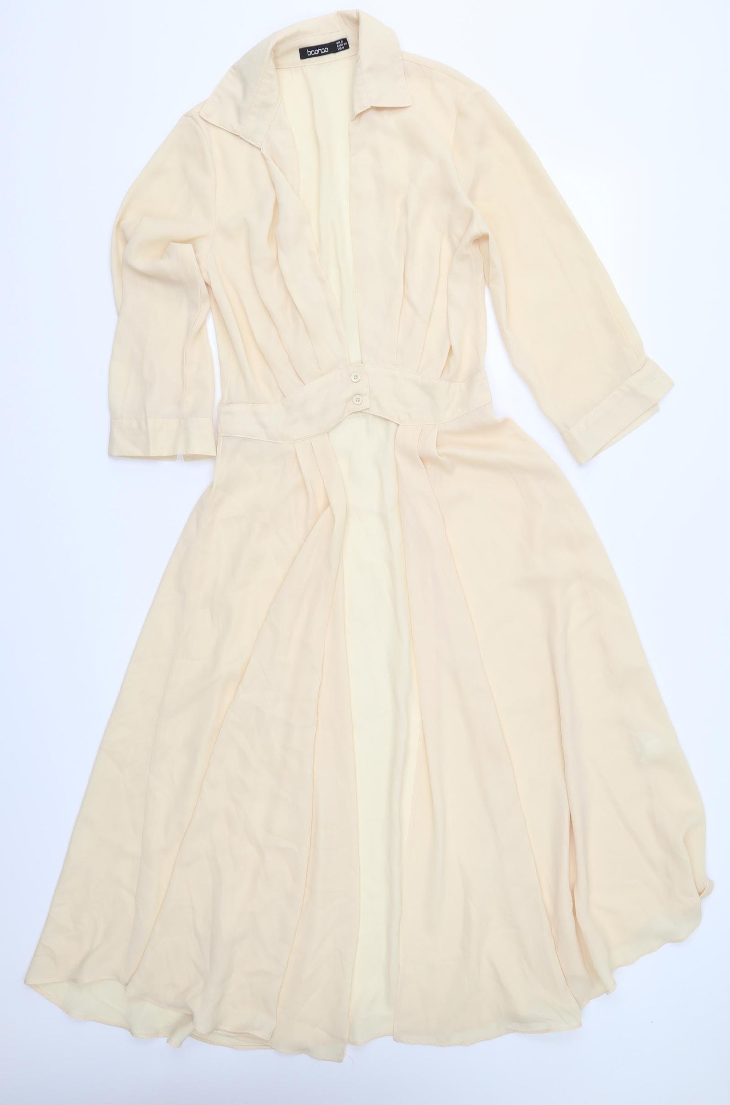 Boohoo Womens Beige  Chiffon Overcoat Coat Size 8