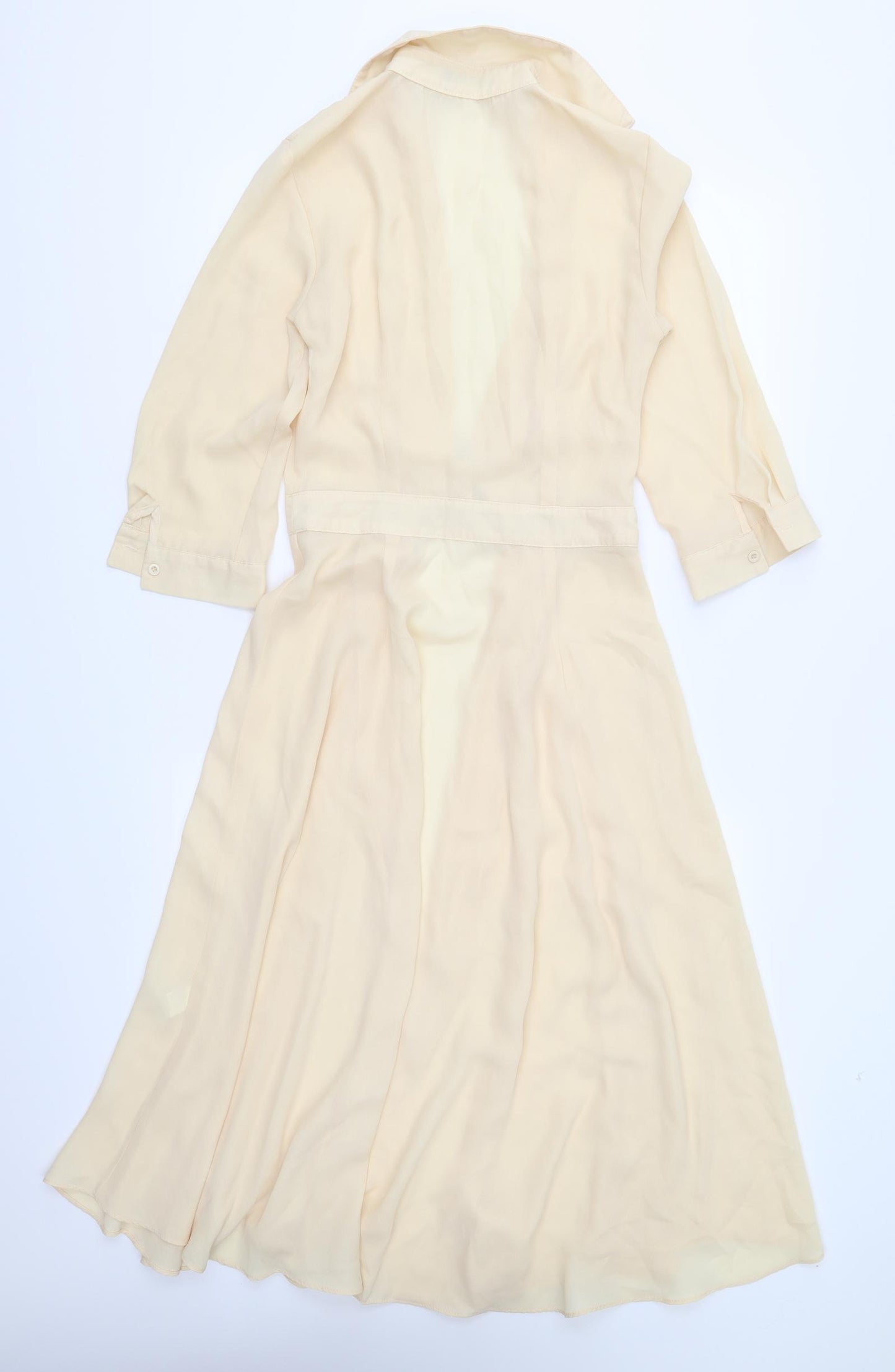 Boohoo Womens Beige  Chiffon Overcoat Coat Size 8