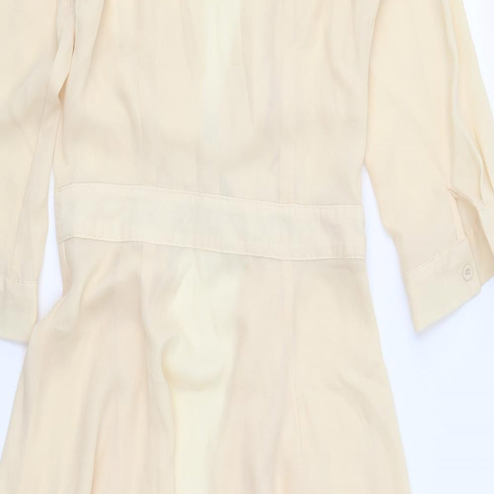Boohoo Womens Beige  Chiffon Overcoat Coat Size 8
