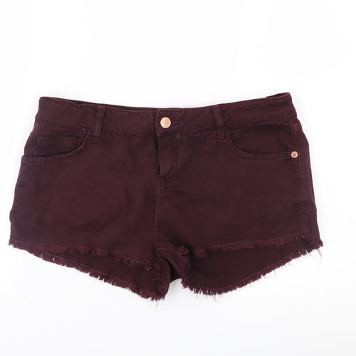 Topshop Womens Purple  Denim Cut-Off Shorts Size 12