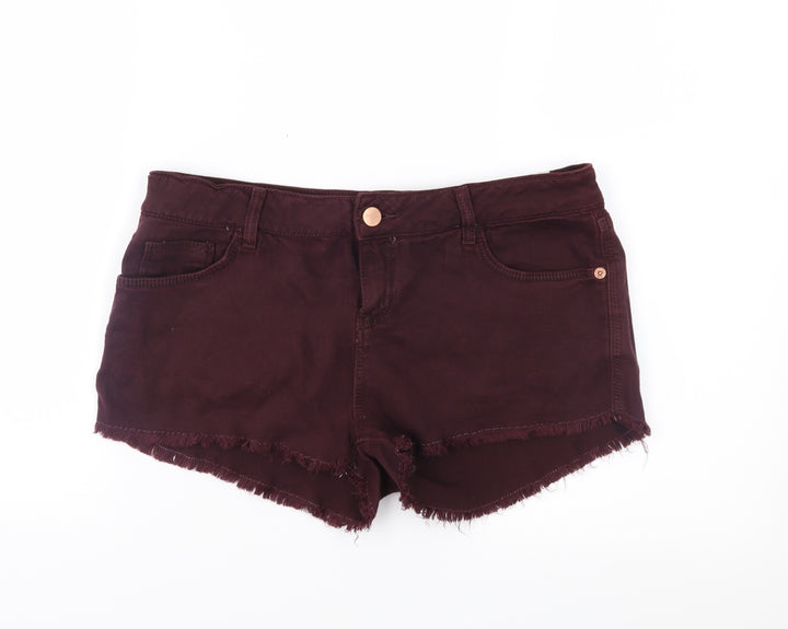 Topshop Womens Purple Denim Cut-Off Shorts Size 12