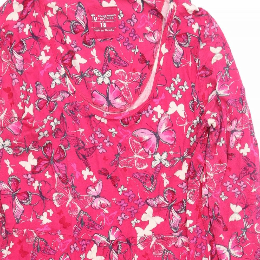 TU Womens Pink Geometric Jersey Fit & Flare  Size 18