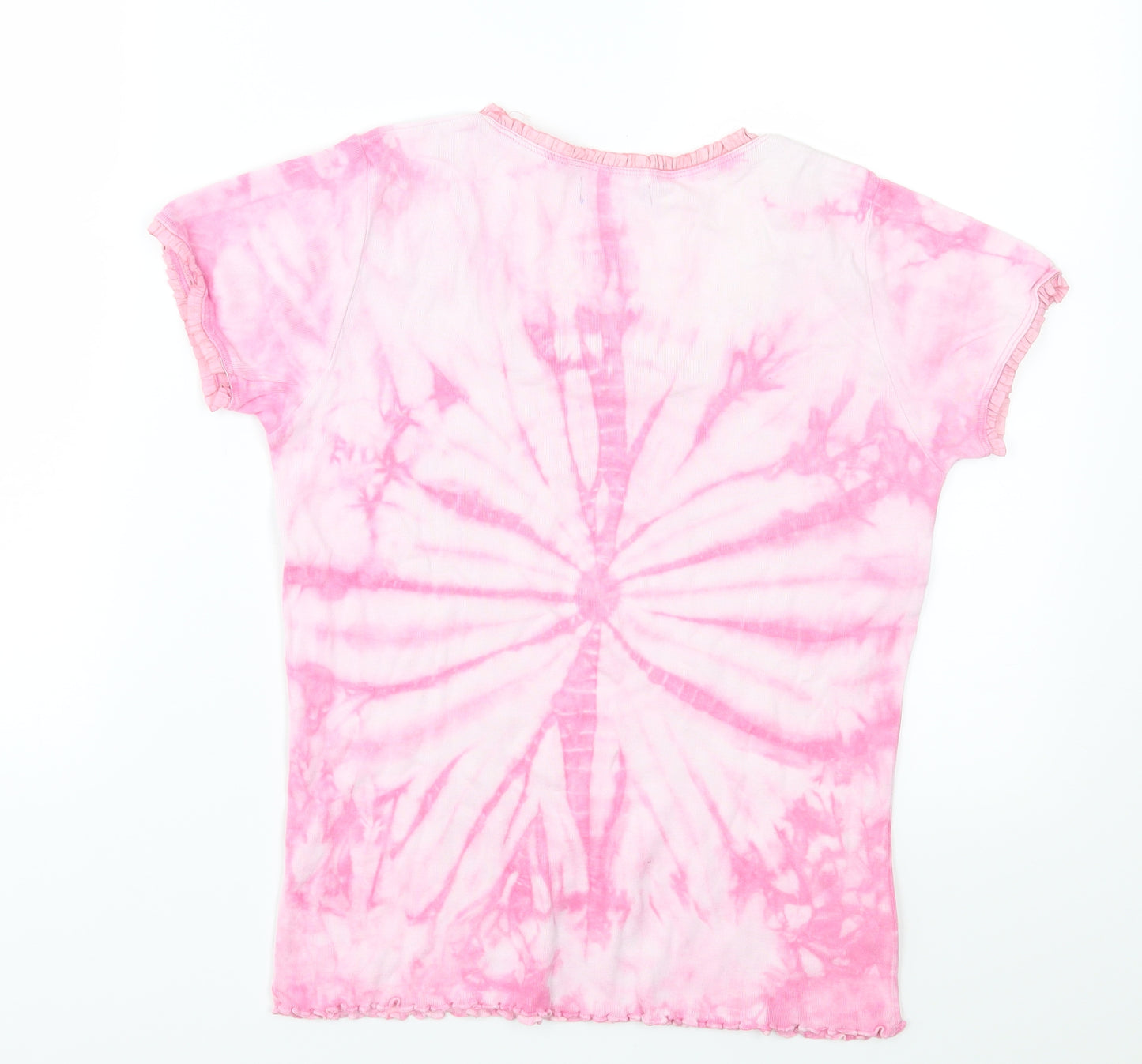 Fluid Womens Pink Geometric Jersey Basic T-Shirt Size M