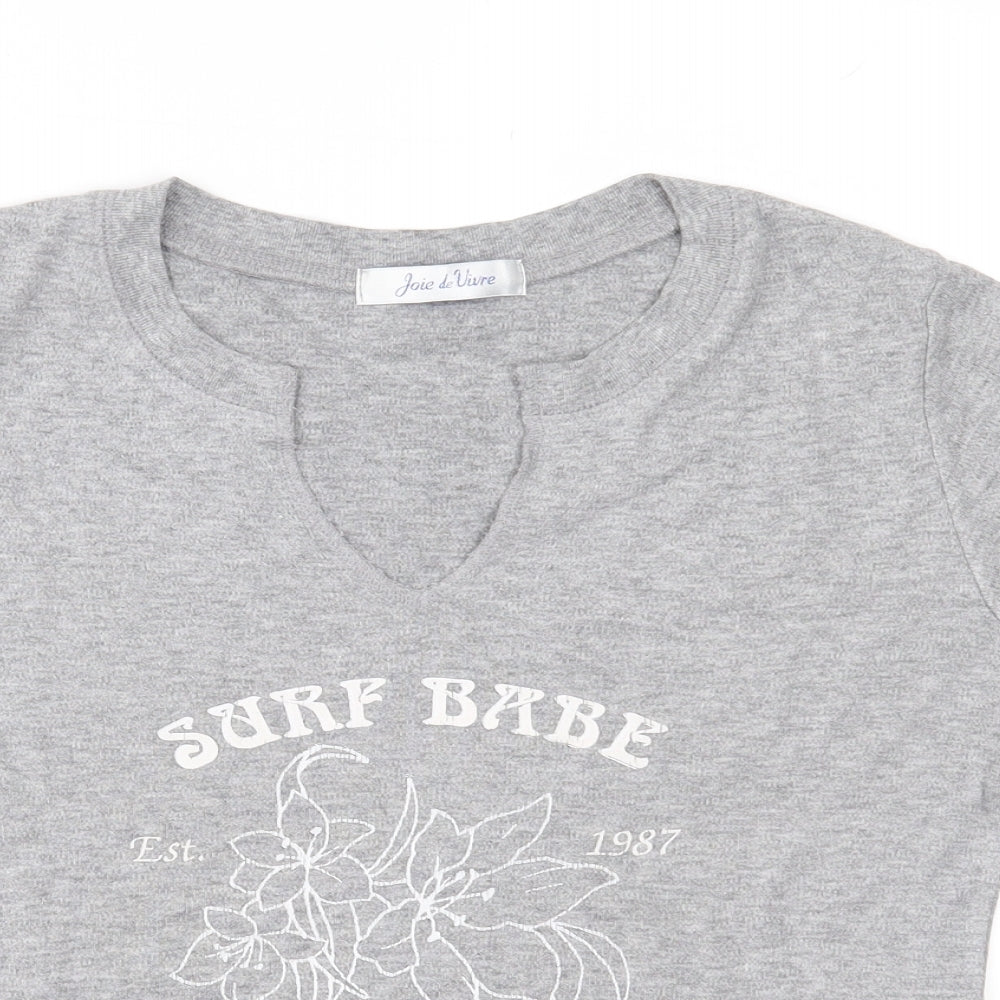 Joie de Vivre Womens Grey  Jersey Basic T-Shirt Size 10