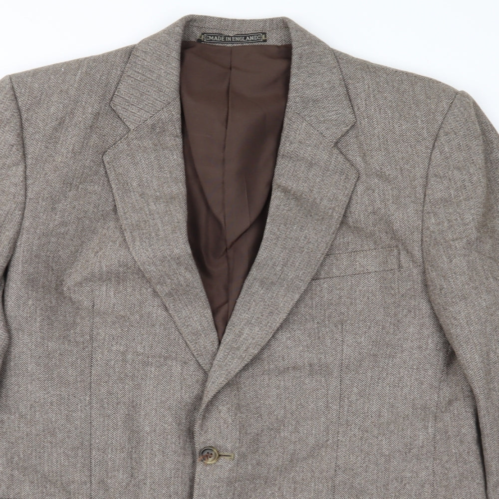 John Collier Mens Brown Herringbone Rayon Jacket Sport Coat Size 38