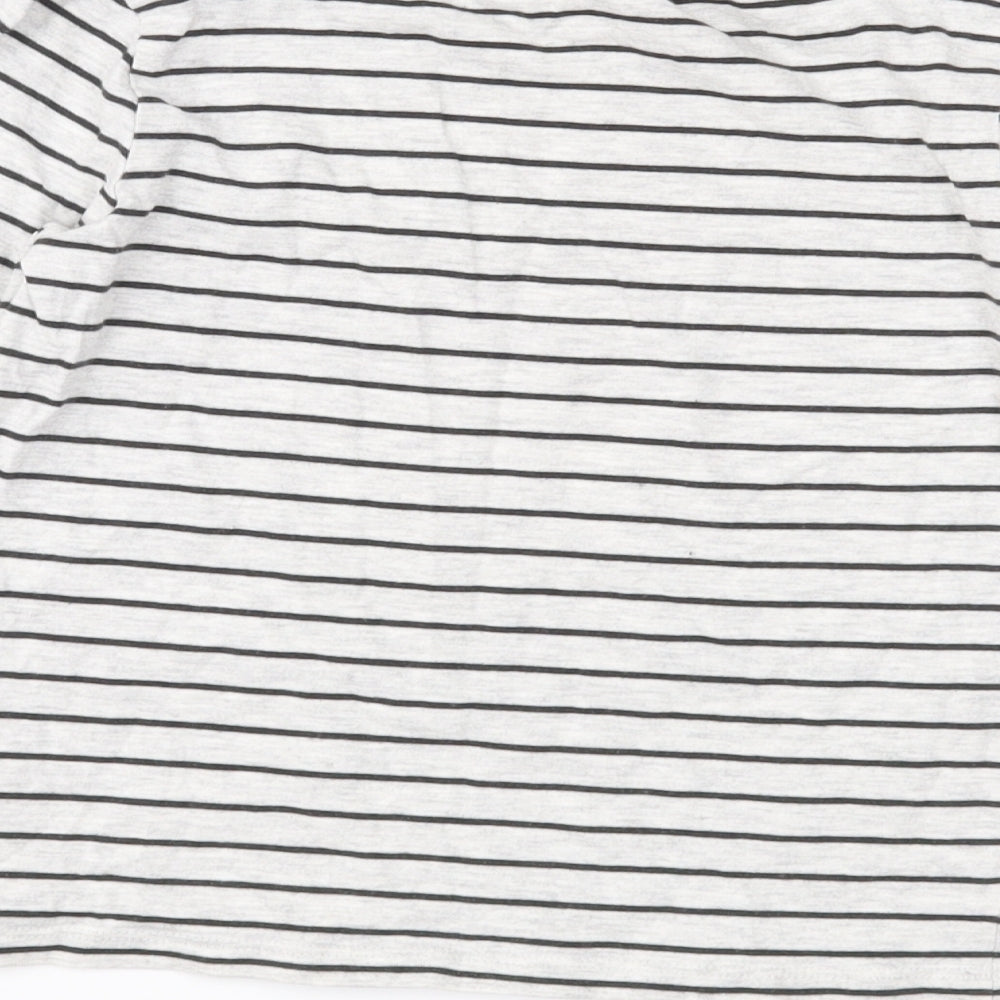 NEXT Girls Grey Striped Jersey Basic T-Shirt Size 5-6 Years
