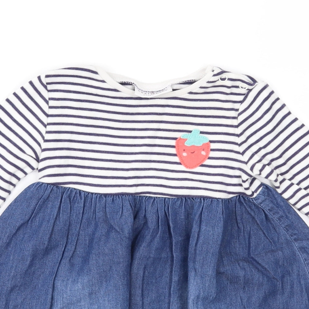 NEXT Girls Blue Striped  Fit & Flare  Size 6-9 Months