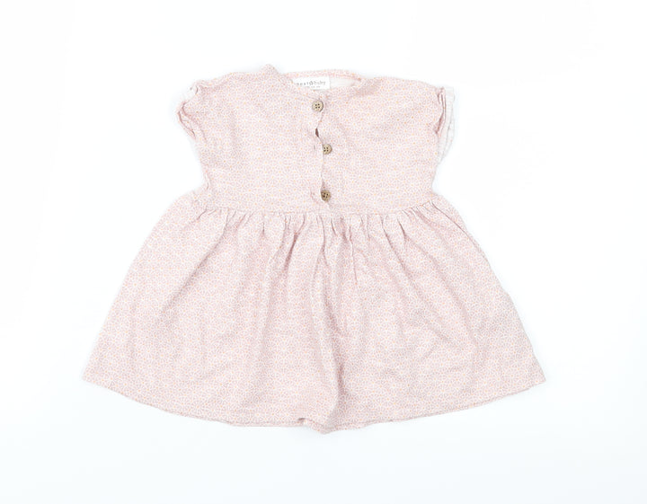 NEXT Girls Pink Floral Jersey Fit & Flare Size 0-3 Months