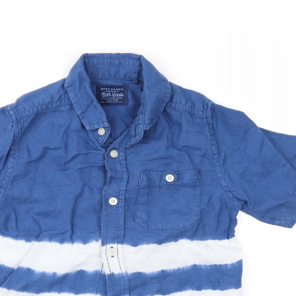 NEXT Boys Blue Colourblock  Basic Button-Up Size 6 Years