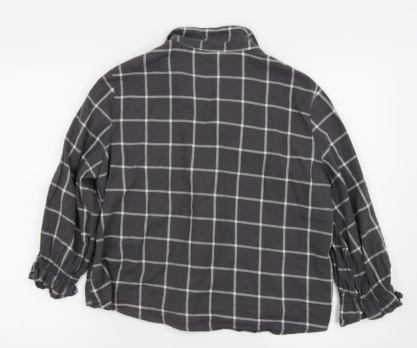 Divided by H&M Womens Grey Check  Basic Button-Up Size 10