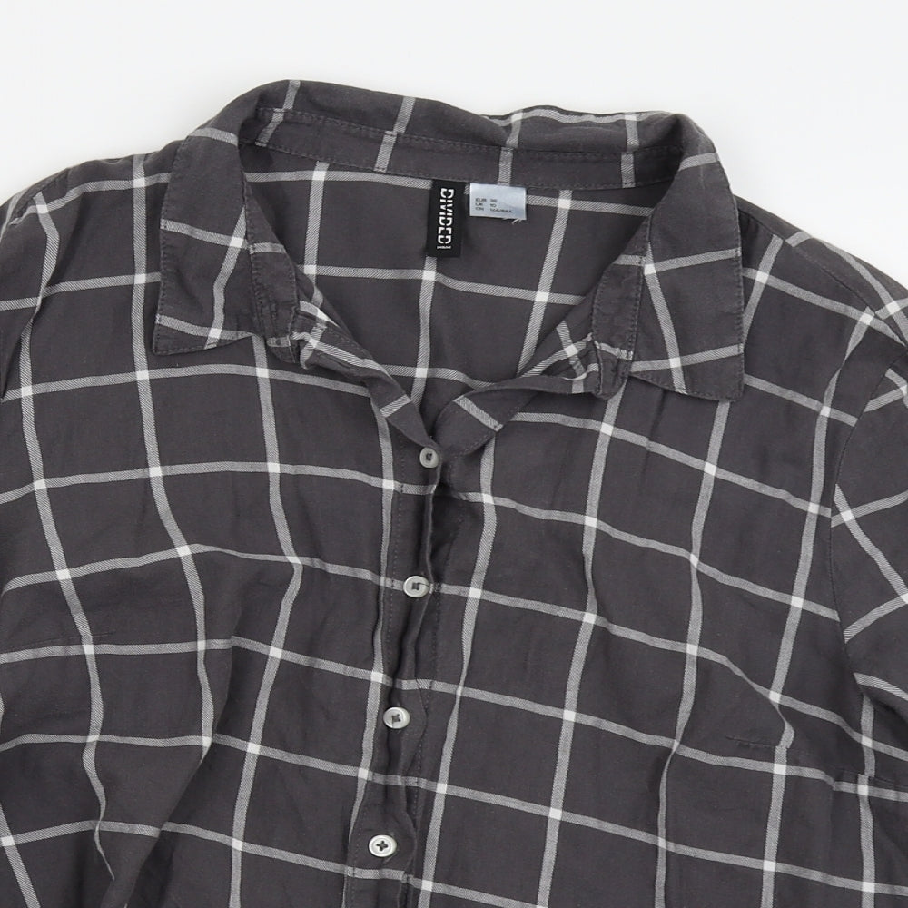 Divided by H&M Womens Grey Check  Basic Button-Up Size 10