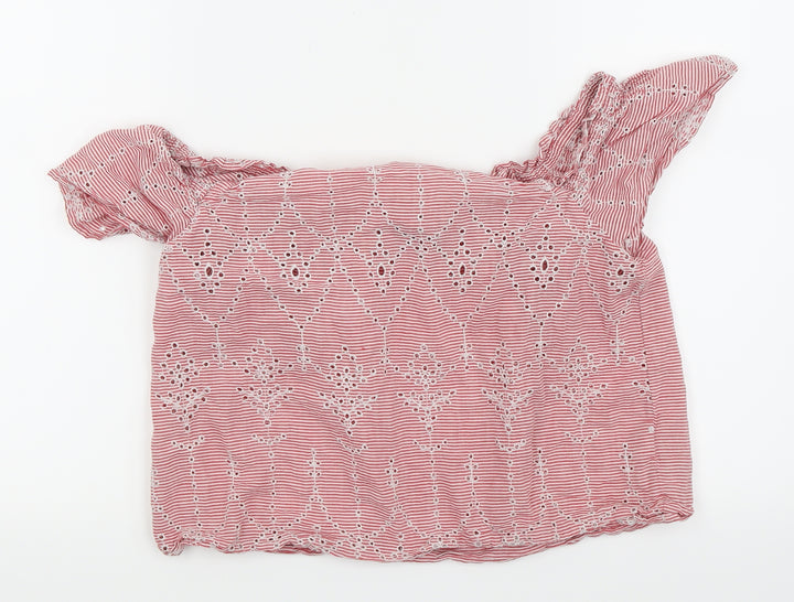 New Look Girls Red Spotted Basic T-Shirt Size 14 Years