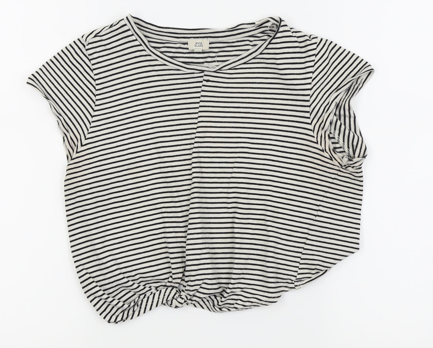 River Island Womens Silver Striped  Basic T-Shirt Size 12  - crop top
