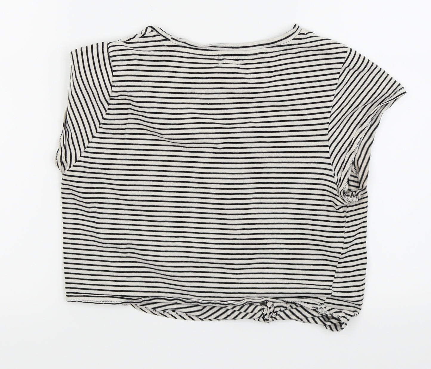 River Island Womens Silver Striped  Basic T-Shirt Size 12  - crop top