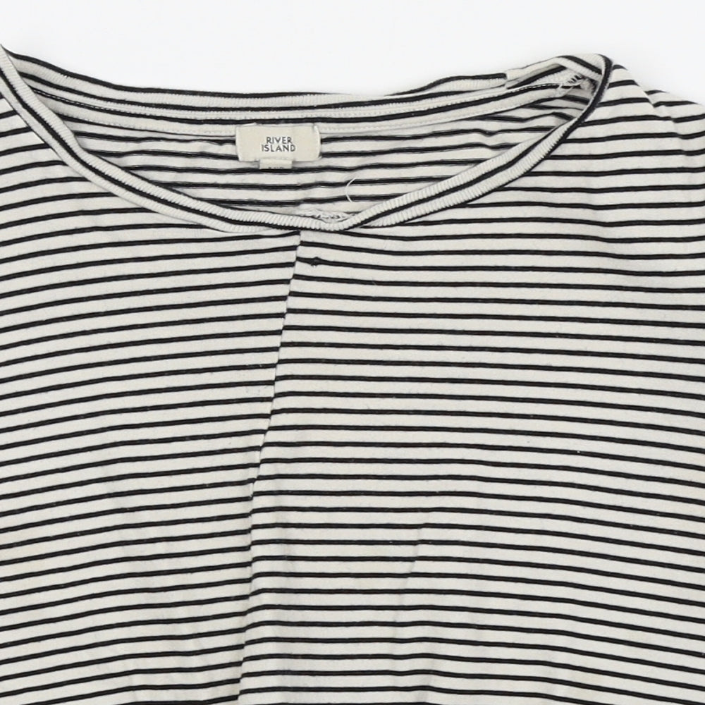 River Island Womens Silver Striped  Basic T-Shirt Size 12  - crop top