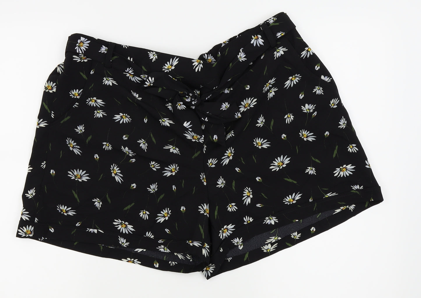 Papaya Womens Black Floral  Hot Pants Shorts Size 18