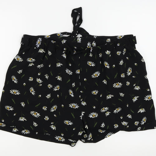 Papaya Womens Black Floral  Hot Pants Shorts Size 18
