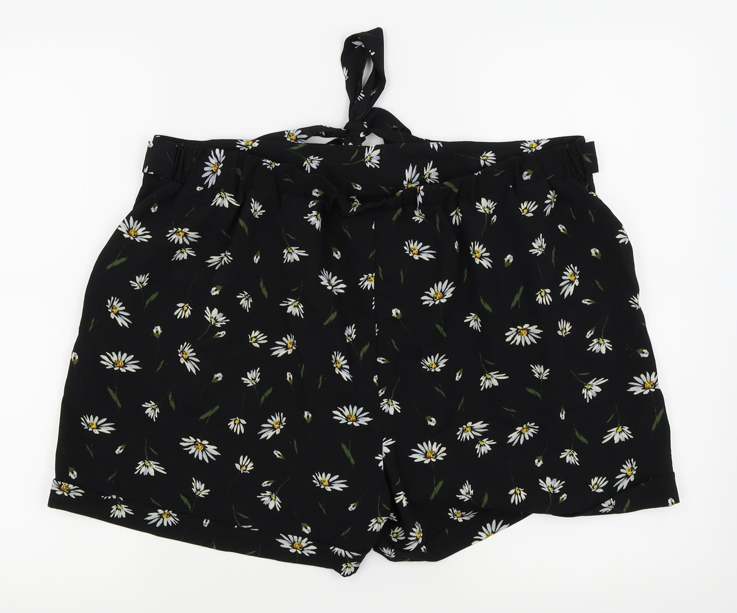 Papaya Womens Black Floral  Hot Pants Shorts Size 18