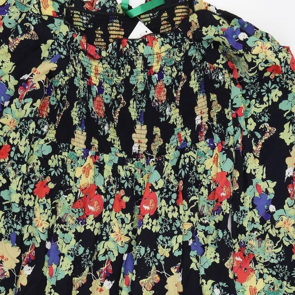 NEXT Womens Black Floral  Fit & Flare  Size 14