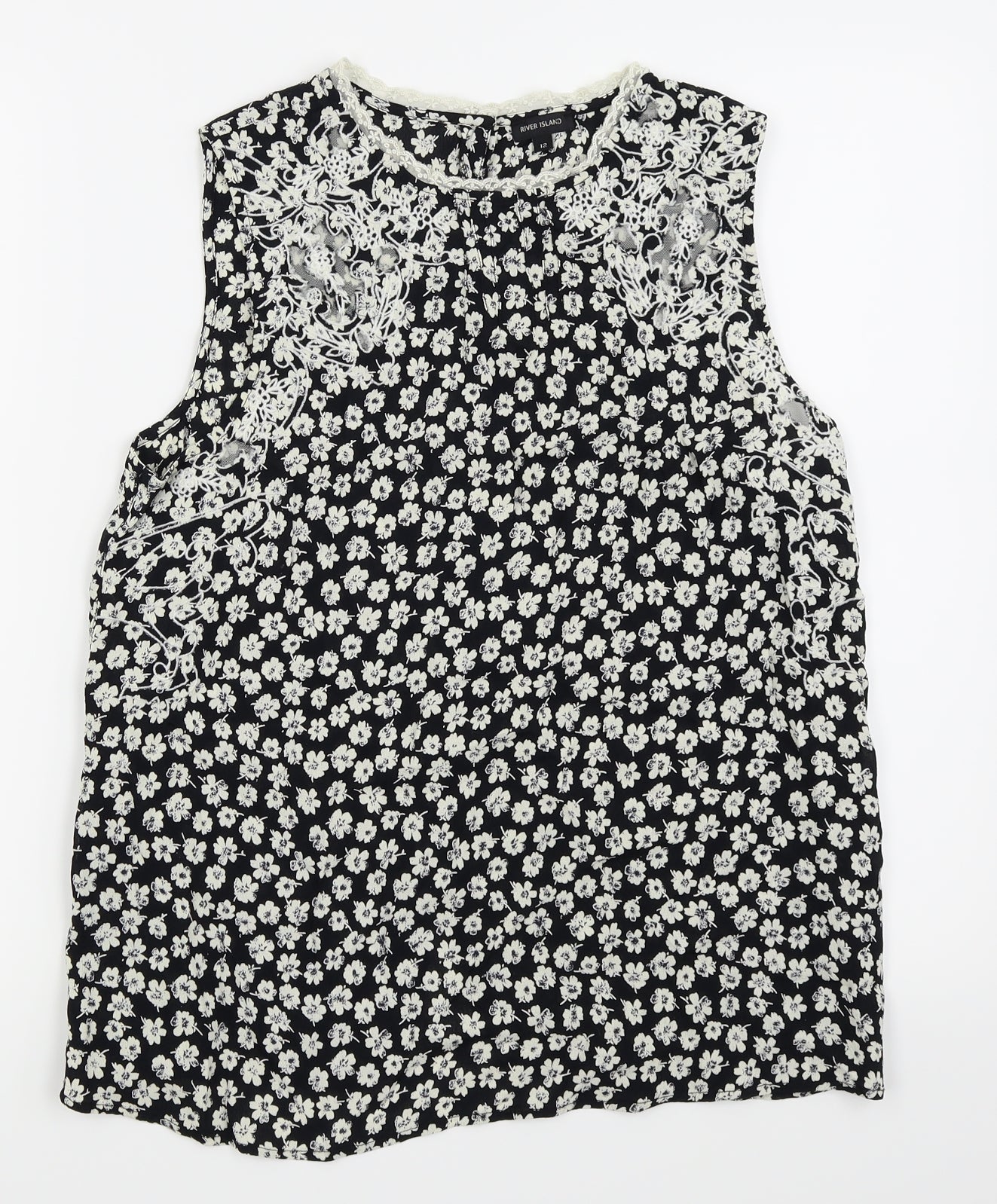River Island Womens Black Floral  Camisole Tank Size 12