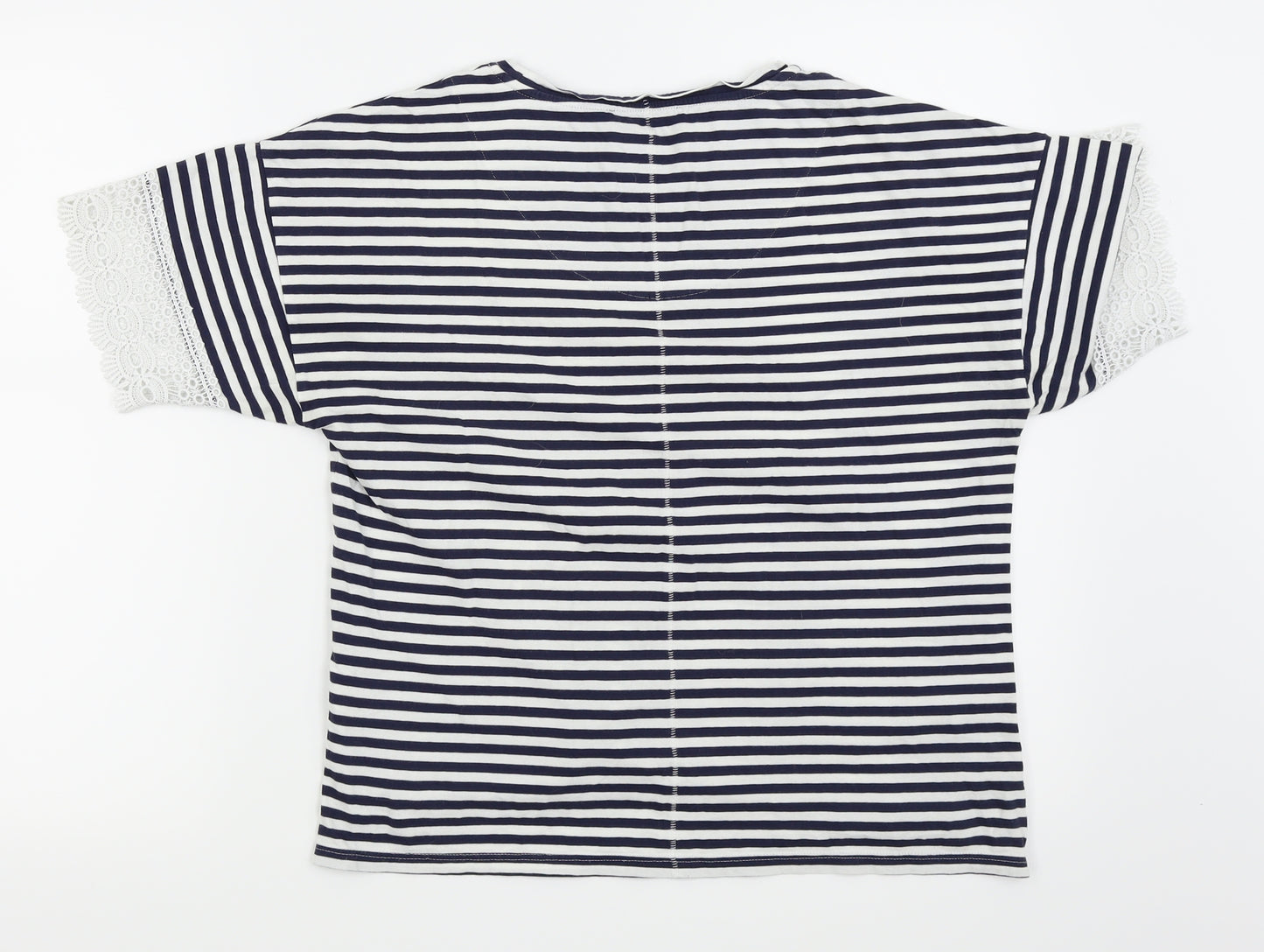 M&S Collection Womens White Striped  Basic T-Shirt Size 12