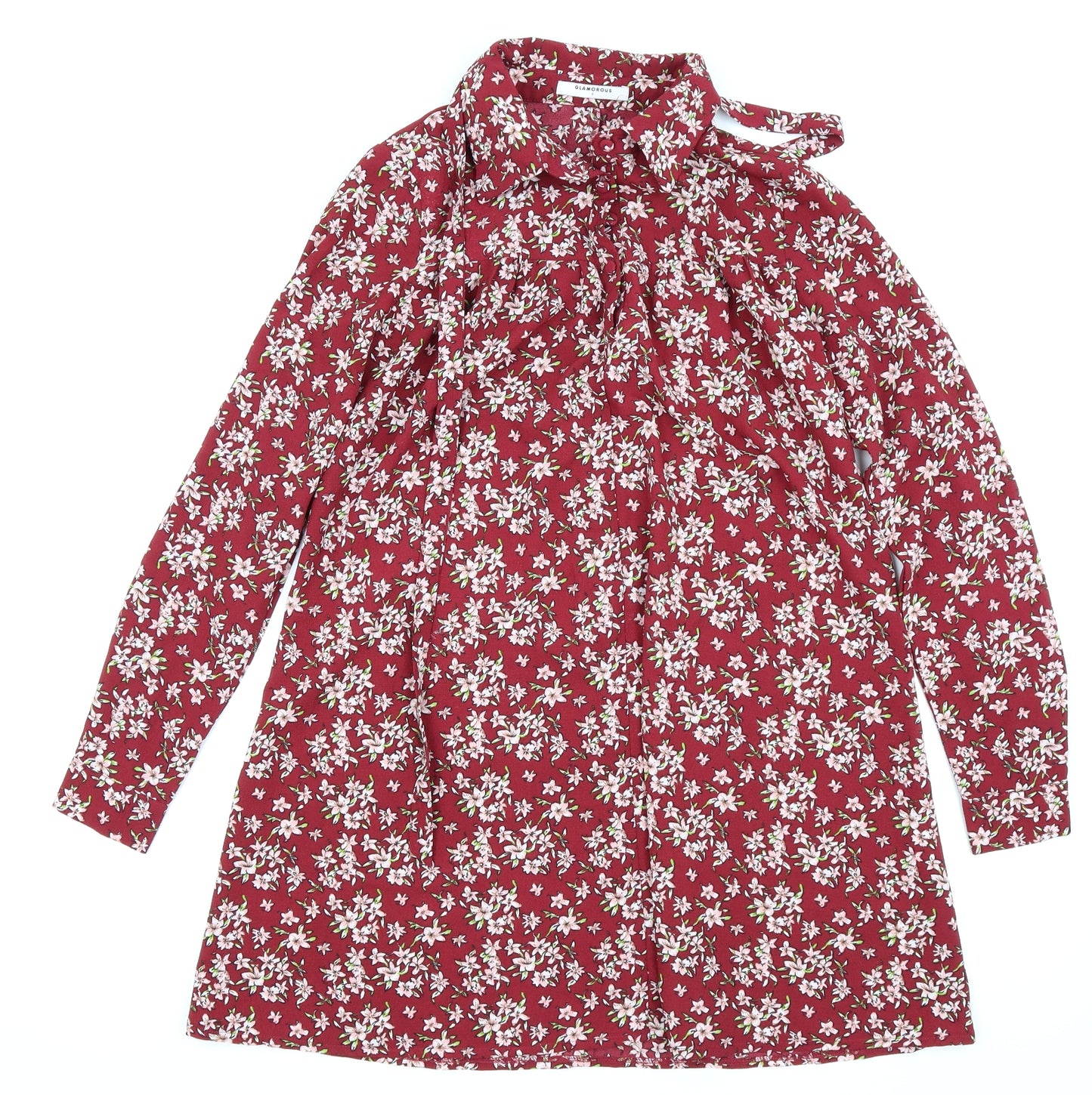 Glamorous Womens Red Floral  T-Shirt Dress  Size 6