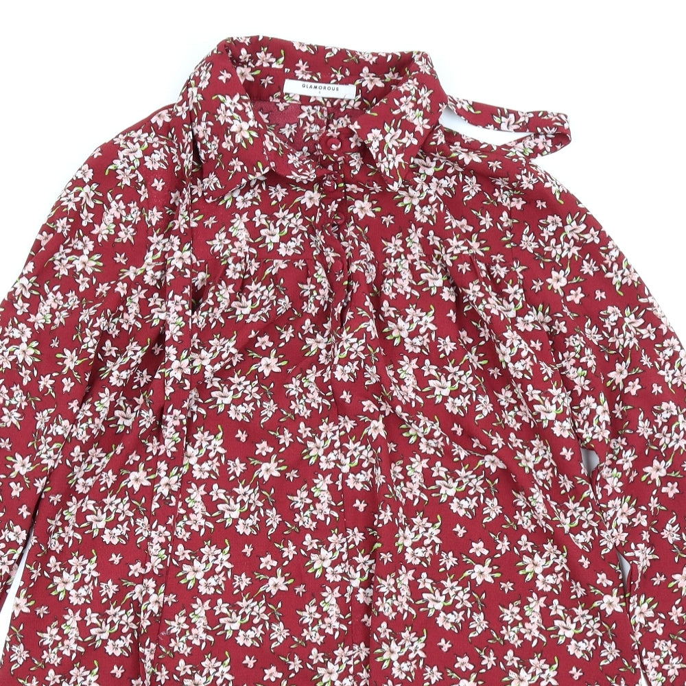 Glamorous Womens Red Floral  T-Shirt Dress  Size 6