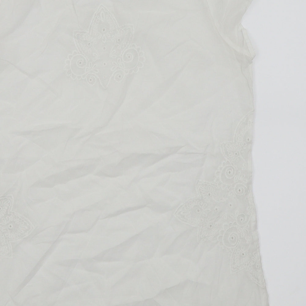 collection by vackmox Womens White Floral  Basic Blouse Size 38