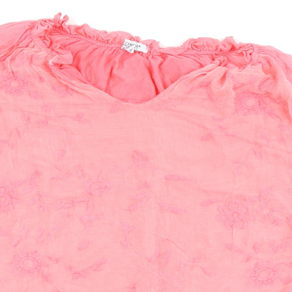 collection gaia Womens Pink Floral  Basic Blouse Size S