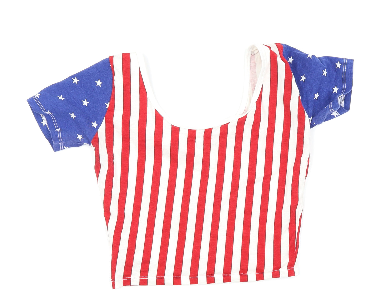 Hot Miami Styles Womens Multicoloured Striped  Basic T-Shirt Size S