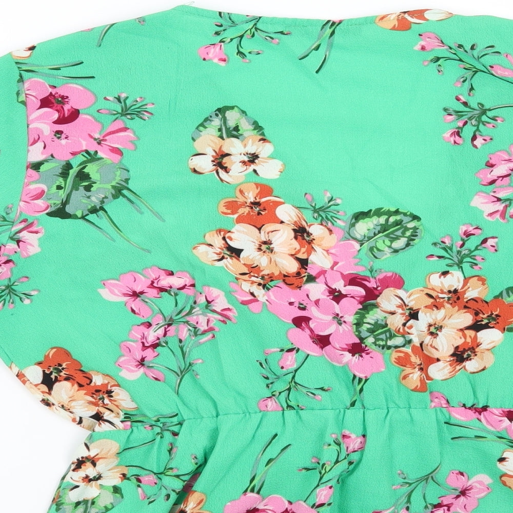Quiz Womens Green Floral  Basic Blouse Size 14