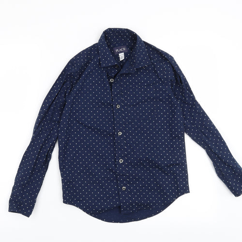 Place Boys Blue Geometric  Basic Button-Up Size 7-8 Years