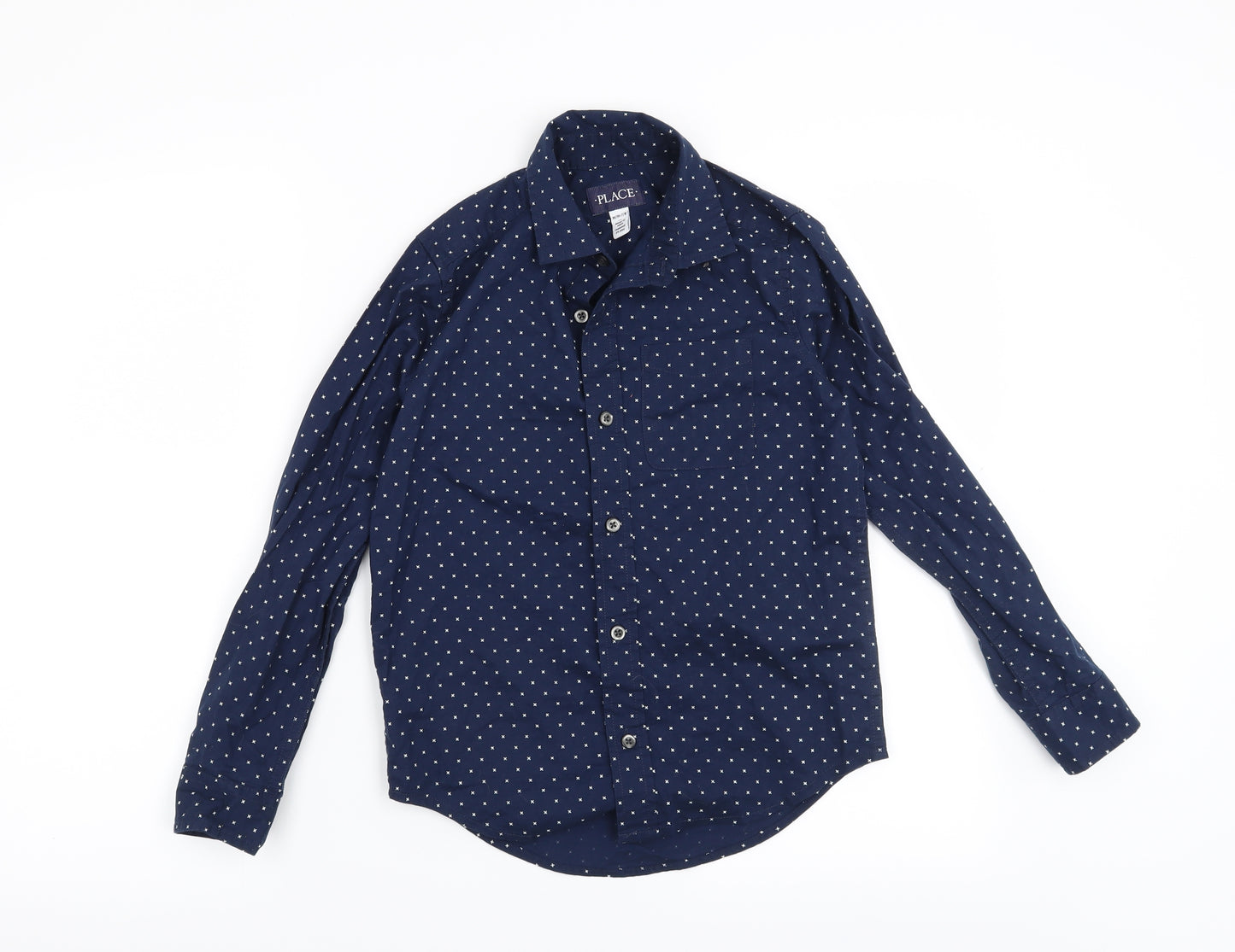 Place Boys Blue Geometric  Basic Button-Up Size 7-8 Years